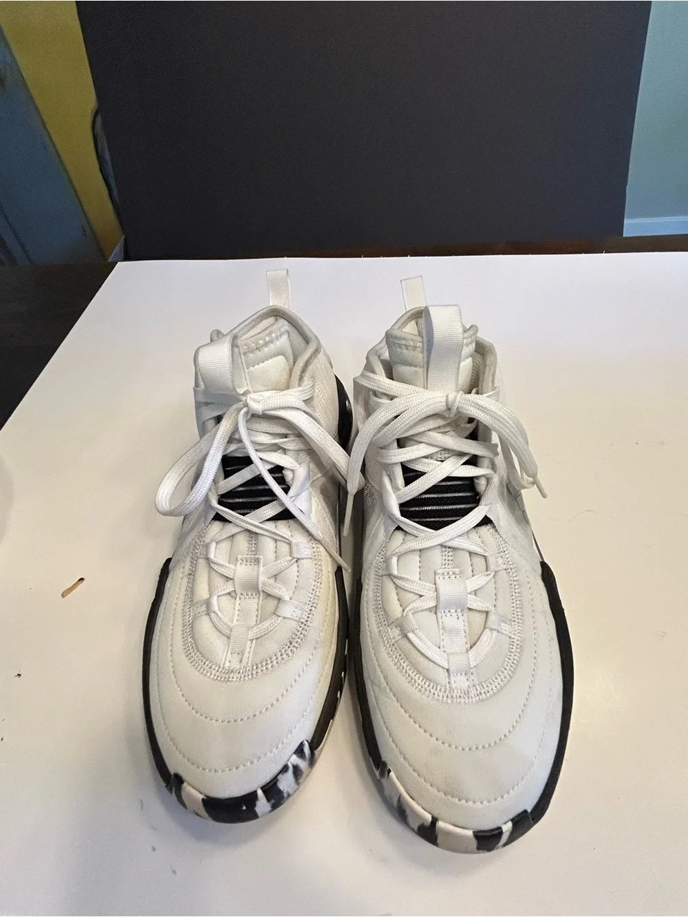 adidas White and Black High-Top Athletic Sneakers